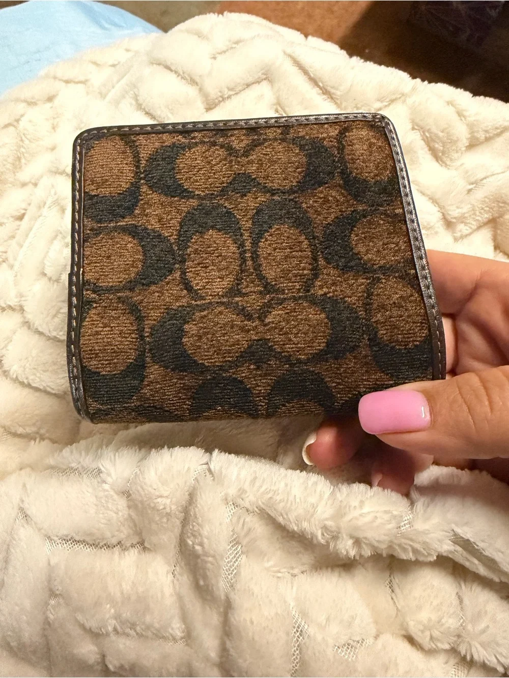 Coach Brown and Black Signature Small Wallet with Gold Hardware
